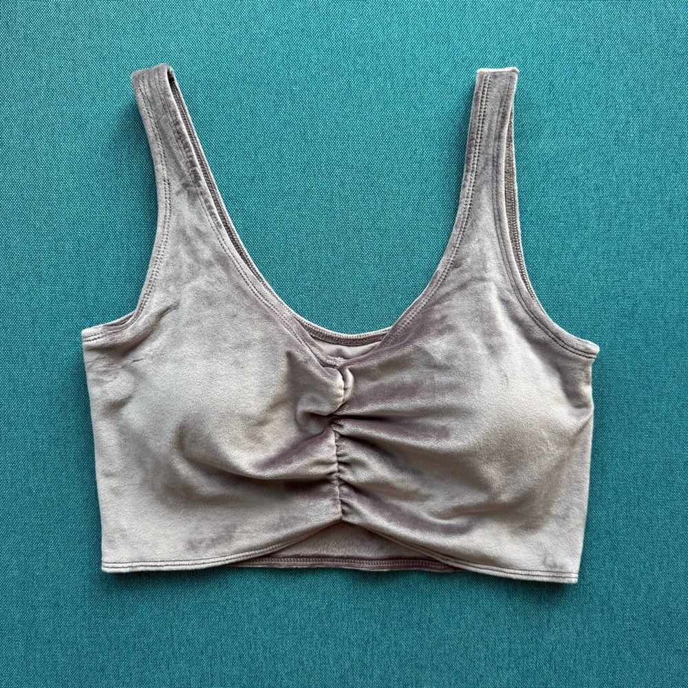 Gilly Hicks Grey Shiny Velvet Top